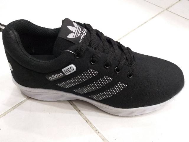 Sepatu Adidas Neo Black White Hitam Putih Sneakers Sekolah Kerja Kuliah Olahraga Sport Pria Murah