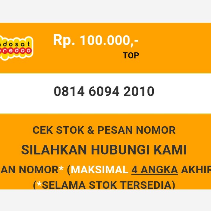 Nomor cantik indosat murah tahun lahir 2010 im3 dan mentari T3888-100