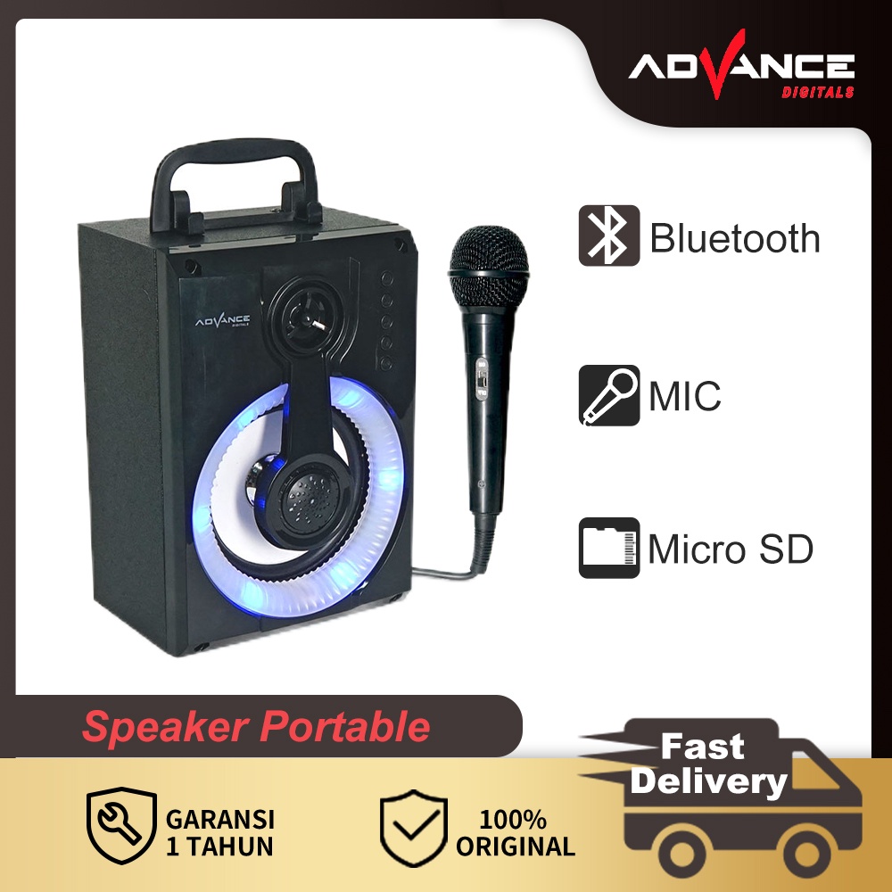 Advance Speaker Bluetooth with Mic Karaoke Portable S50 Garansi 1 Tahun