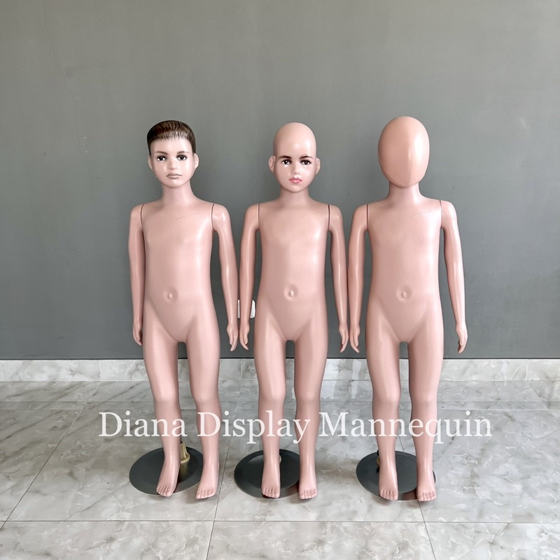 PATUNG MANEKIN BAJU FULLBODY ANAK SD KEPALA BOTAK RAMBUT ALIEN KOMPLIT DENGAN PLAT PLASTIK ATAU BESI