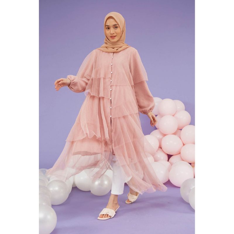 HAWA DUSTY PINK PLEATS TUNIC BY HIJABCHIC