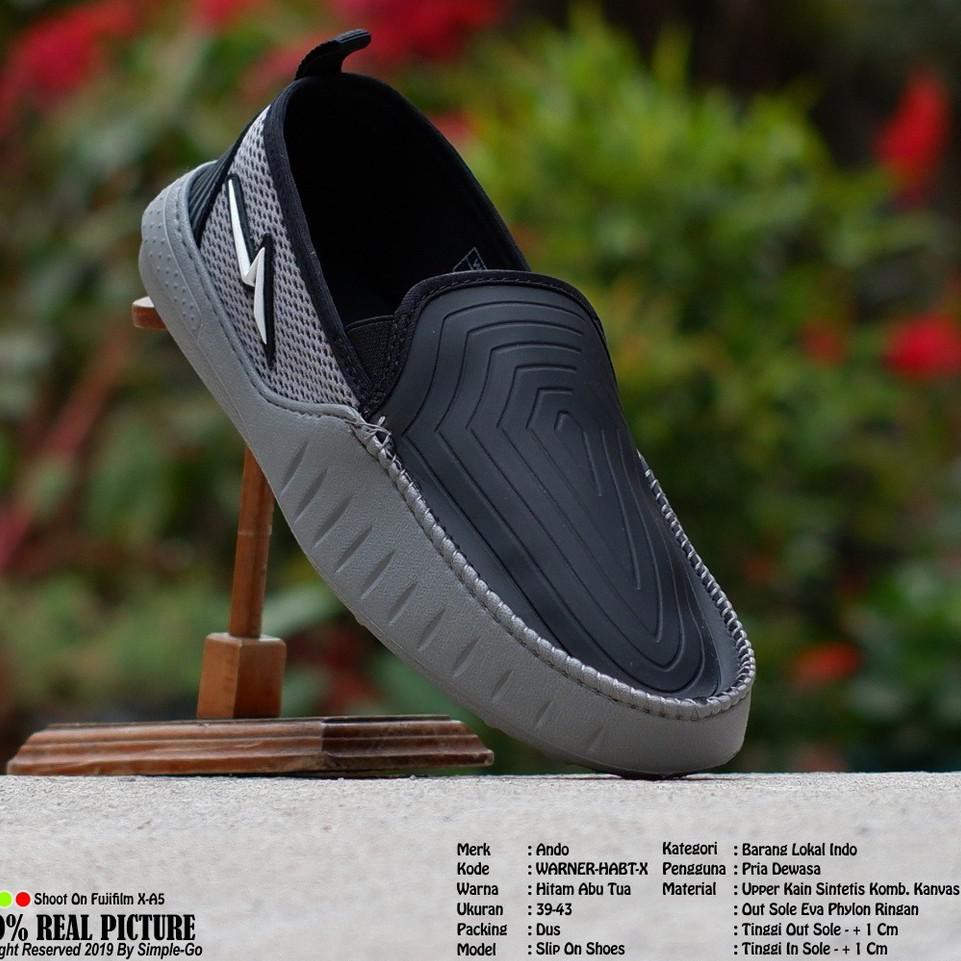 Terbaru SEPATU  SLIP ON PRIA ANDO WARNER - IC 39-43 .