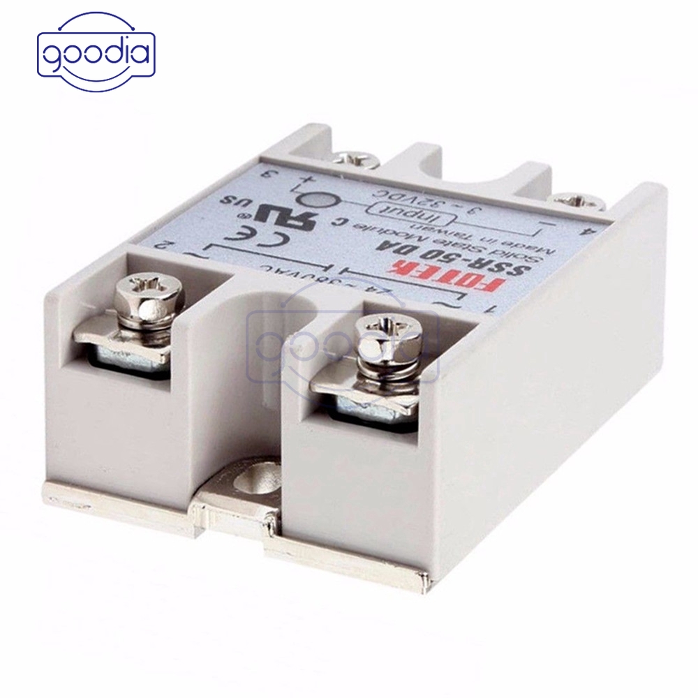 Modul Relay Solid State Ssr-50Da 3v~32v Dc Ke Ac 24v~380v 50a 250v Dengan Led 3~25ma