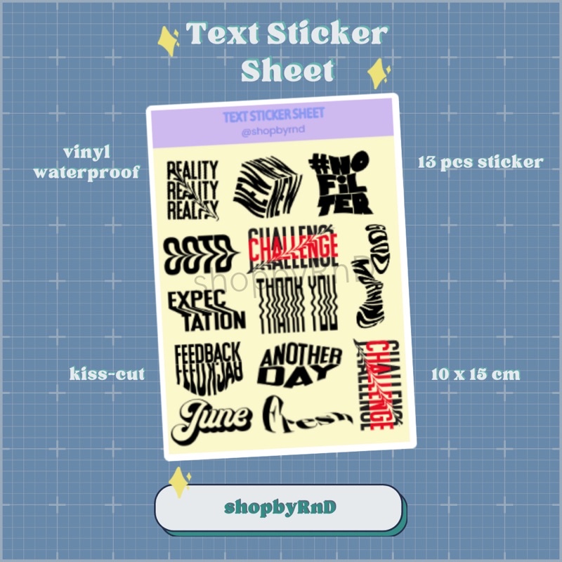 

Text Sticker Sheet Aesthetics Deco Kiss Cut