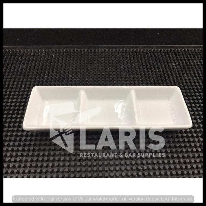 Piring Sambal Keramik Sekat 3 Diameter 18,5 Cm / Sauce Dish Keramik