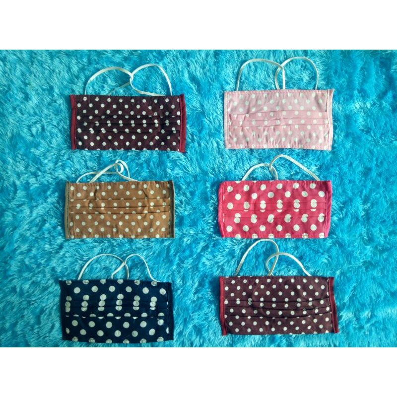 MASKER POLKADOT / MASKER MOTIF / MASKER KARET SILANG