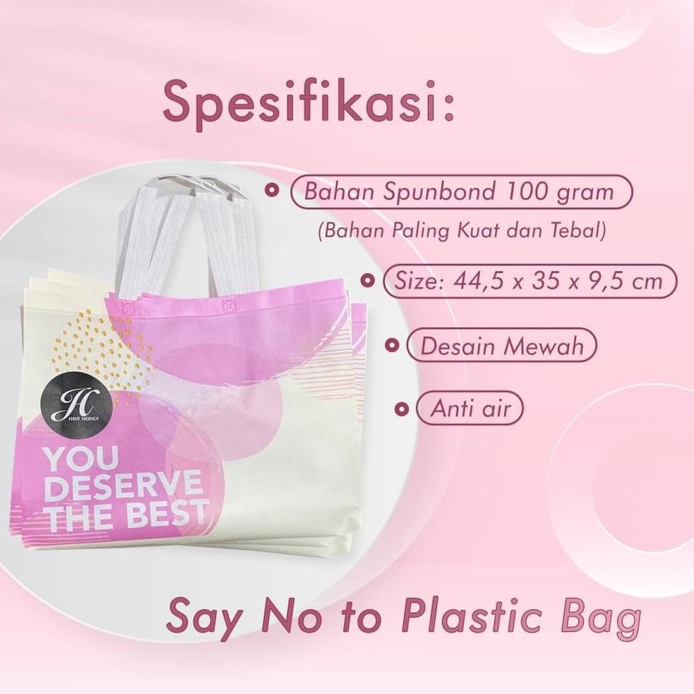

ㅡ GOODIE BAG BESAR JIMS HONEY - SHOPPING BAG - TAS BELANJA JIMSHONEY SPUNBOND ||WIKMF Ready Stock