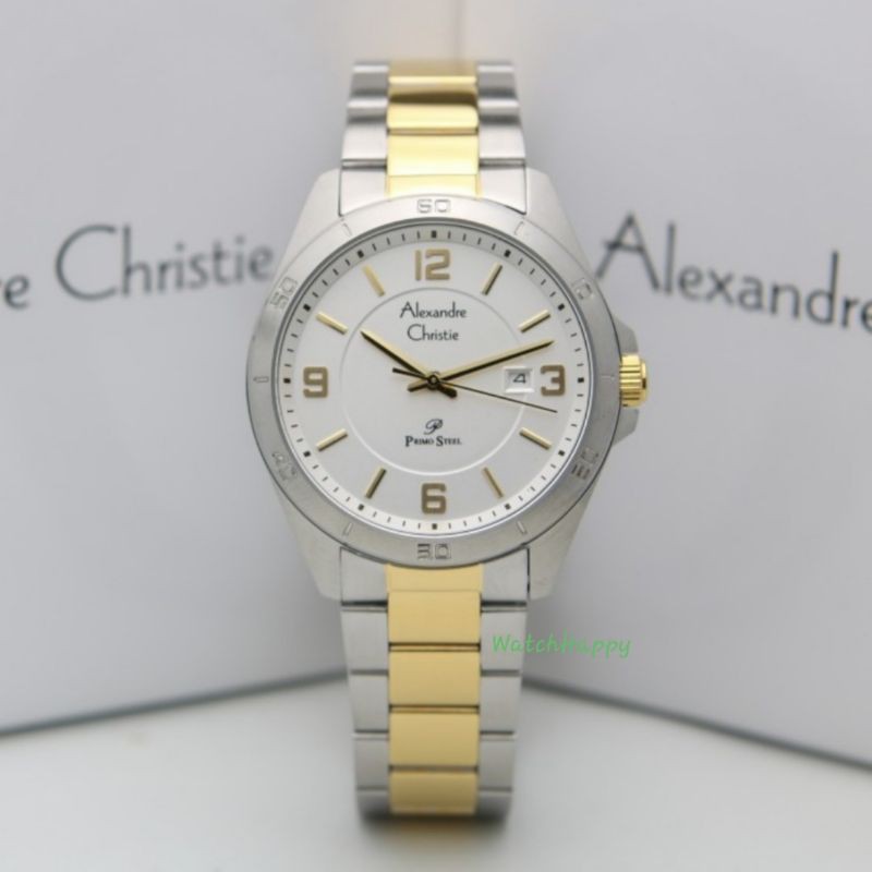 WatchHappy Alexandre Christie 1016 AC 1016 MD AC1016 MD 1016MD Mens Watch Silver Gold White Dial ORI