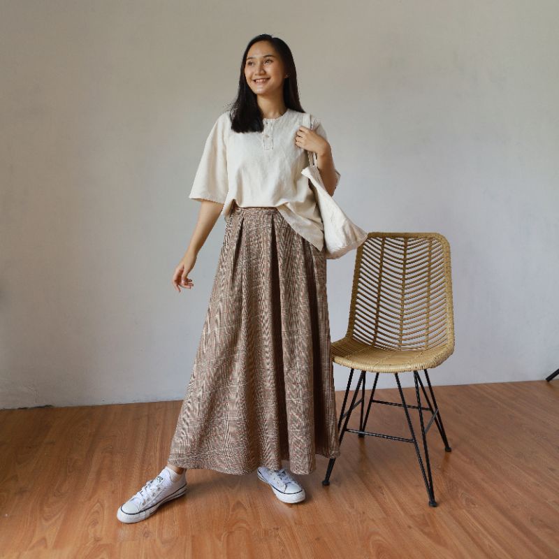 Vintage Skirt / Rok panjang motif kotak Korea / Rok Tartan-5