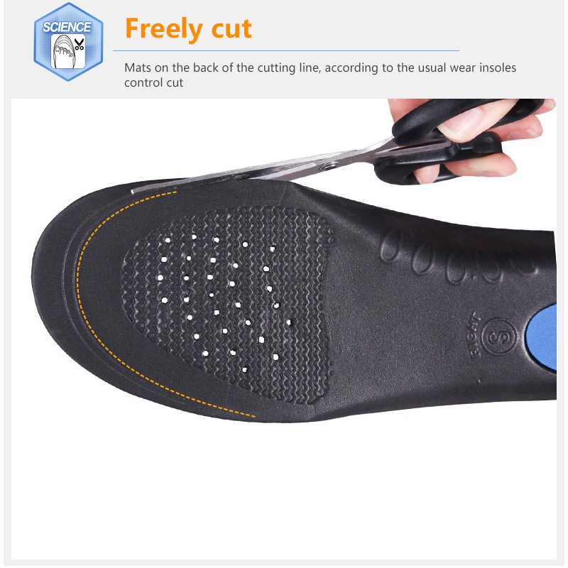 Unisex Perawatan Kaki EVA Orthotic Sports Insole Insert Shoe Pad Arch Support Heel Cushion Biru