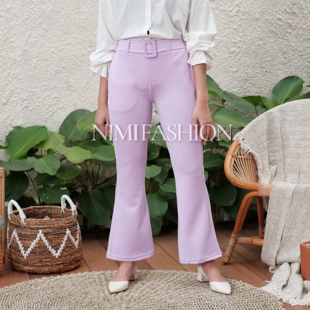 Celana Premium Scuba Import / Celana Cutbray Office Pants Import / Bawahan High Waist Cutbray wanita