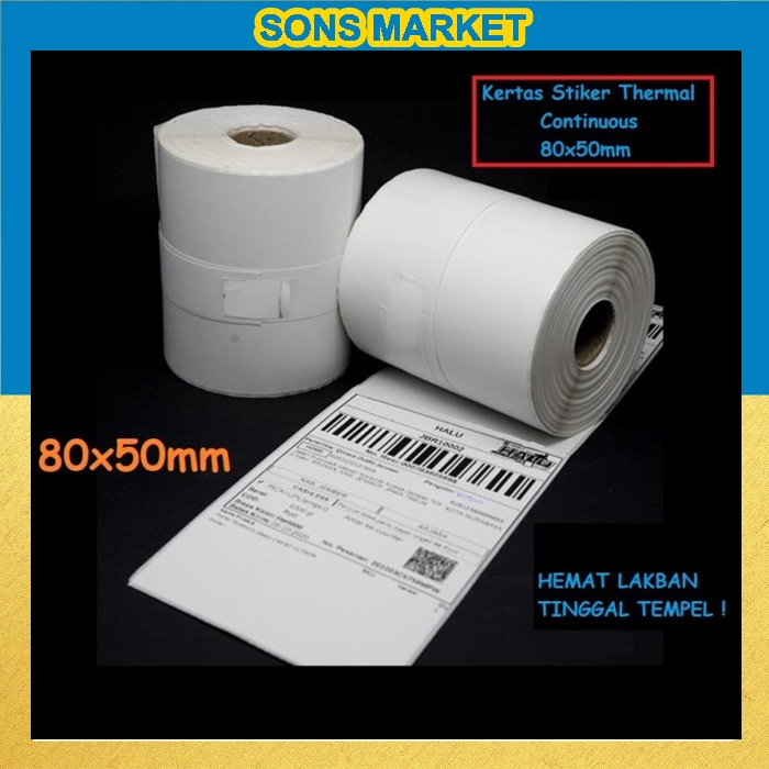 

Kertas Label Stiker Printer Thermal 80x50mm Continuous 80 x 50mm