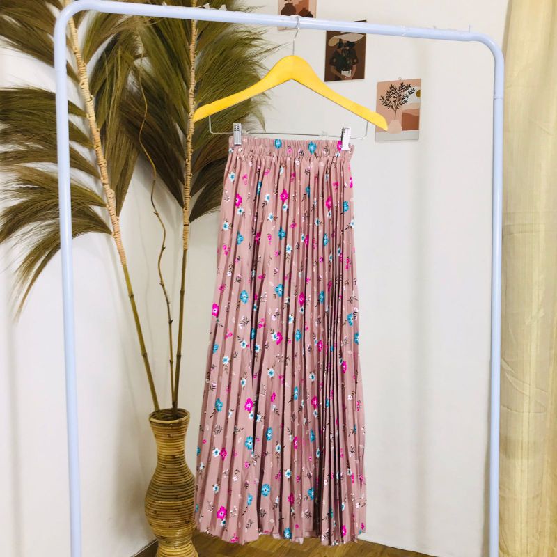 ROK PLISKET BUNGA DAISY / ROK PLISKET PREMIUM / ROK WANITA-Rose coksu