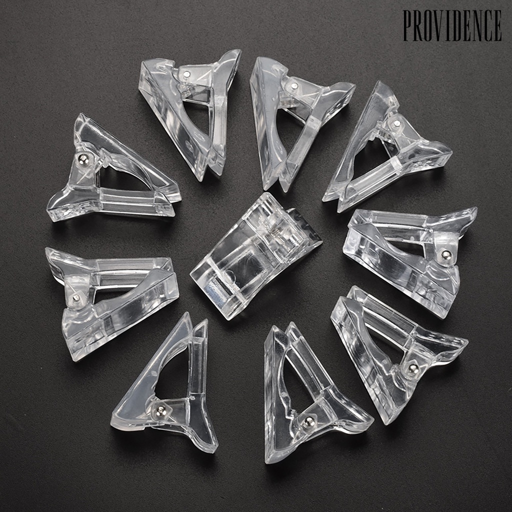 Providence 10Pcs/Set Nail Clip Practical Transparent Plastic Nail Decal Fixed Pincher for Girl