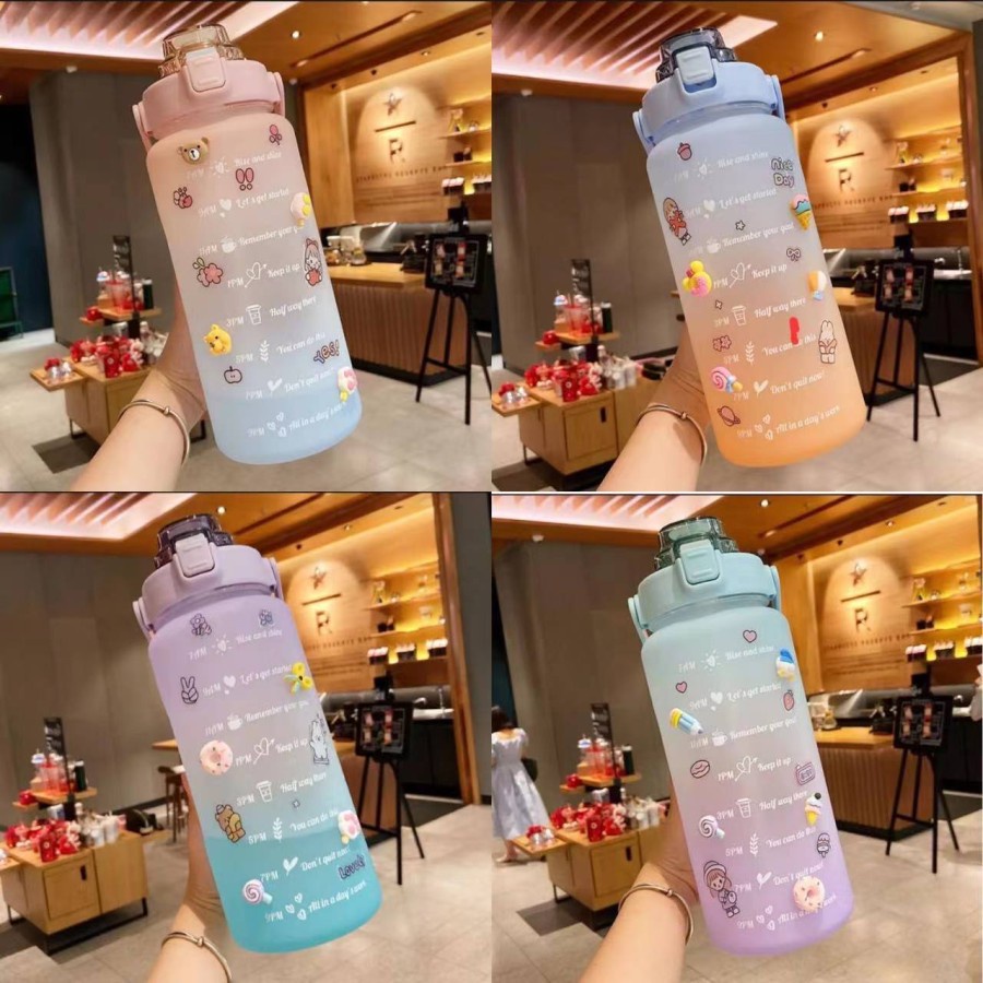 Botol Minum Viral 2000ml 2L 1300ml 1.3L donat kamera ice cream Motivasi