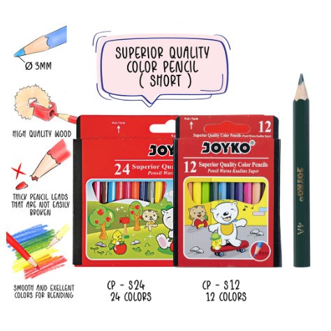 

(COD) DBJ Joyko Pensil Warna Mini Short Color Pencils Hexagonal Grip