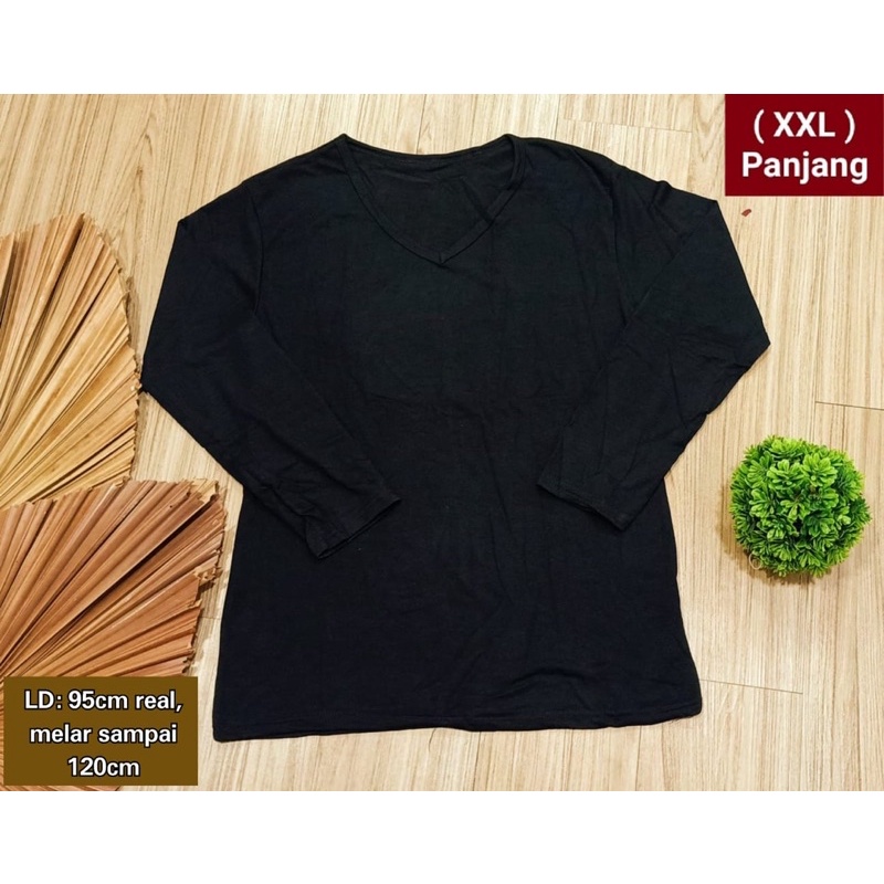 Kaos Polos Panjang Hitam V / Kaos V panjang / Kaos Panjang Murah / Kaos panjang Hitam / Kaos panjang Harian