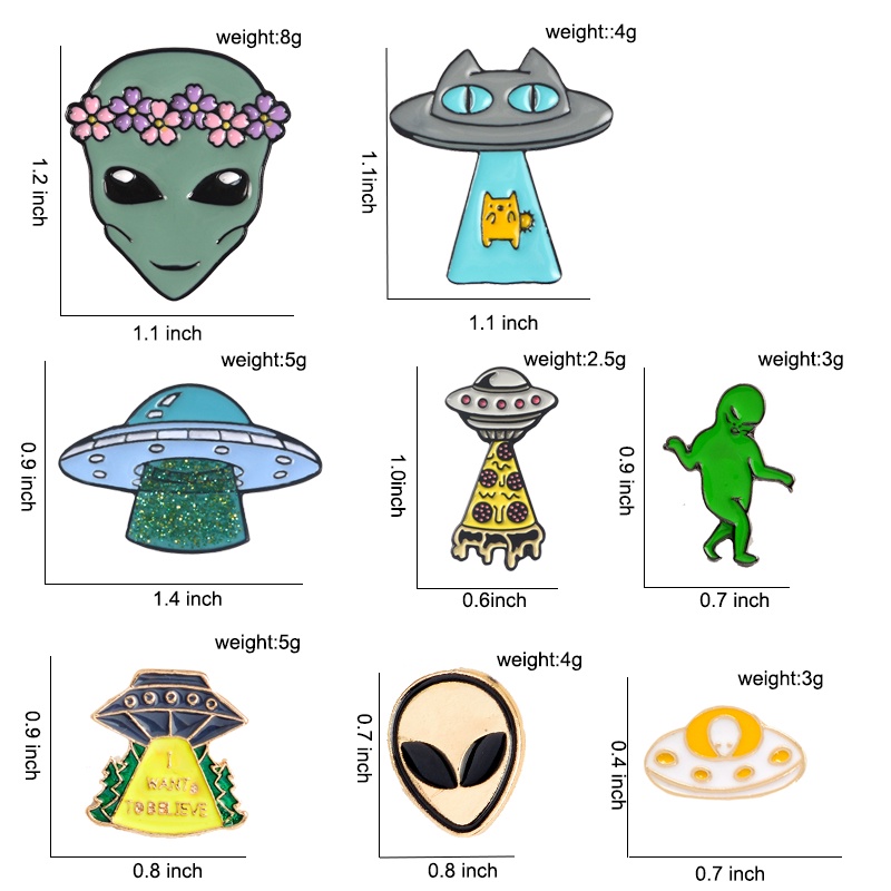 Bros Pin Enamel Bentuk Alien Luar Angkasa Hijau Untuk Geeks / Him / Her