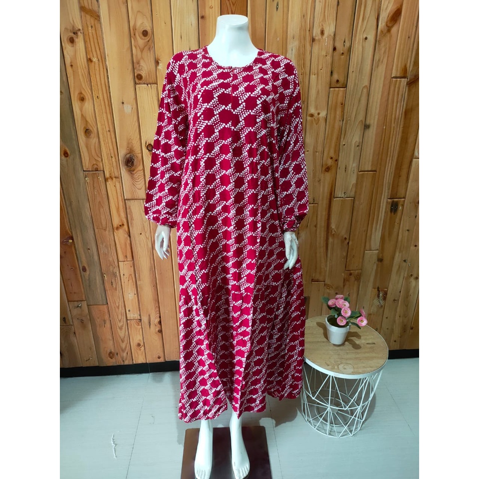 Qonita-LONGDRES Daster Panjang Kekinian Batik Cap Lengan Panjang