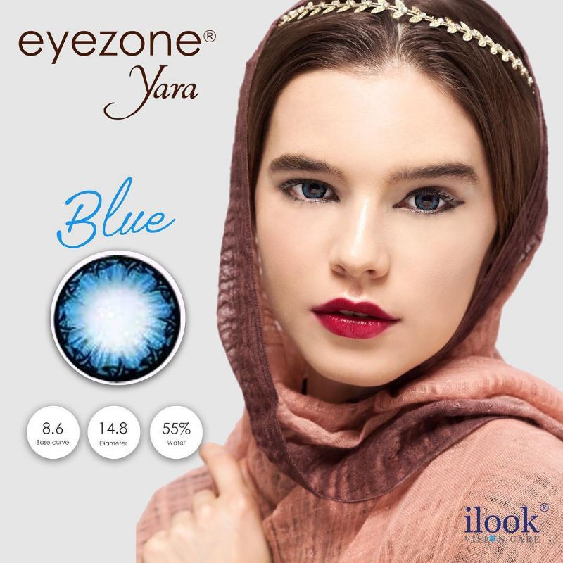 Softlens warna biru blue eyezone yara diameter 14,2 water 43%