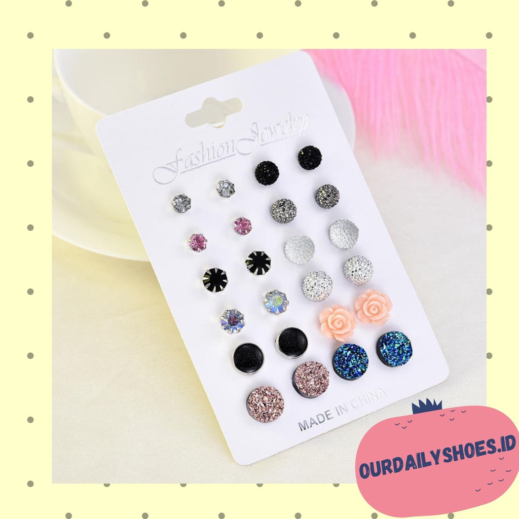 ★ODS★ FA64  anting tusuk 1 set isi 12 style korean fashion