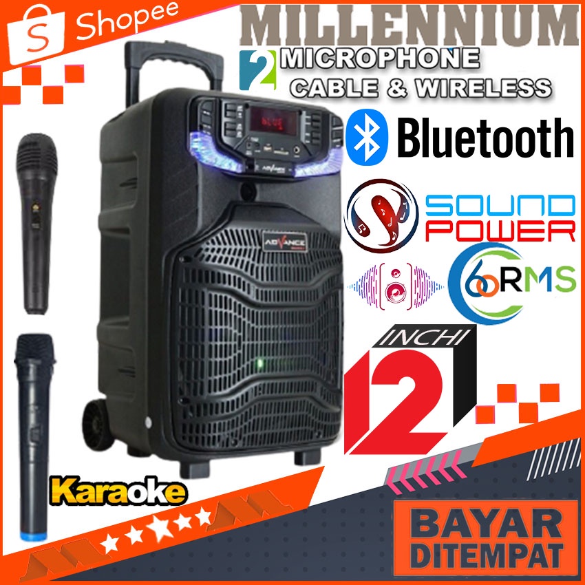 Advance K1204 Speaker Bluetooth Speaker Portable Speaker Karaoke/Meeting 2 Mic