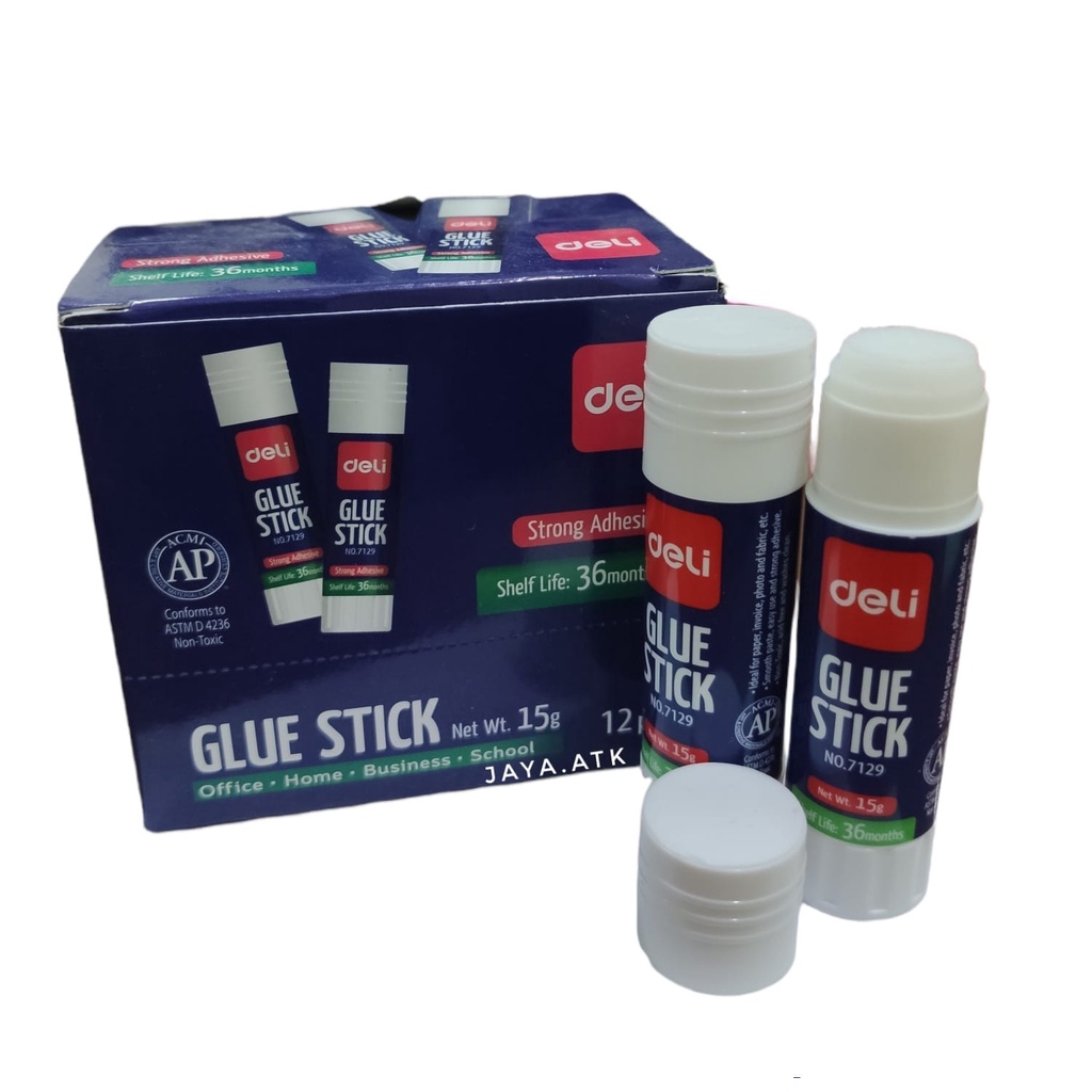 LEM STIK KERTAS 15 GRAM DELI 7129 GLUE STICK LEM PUTIH KERTAS