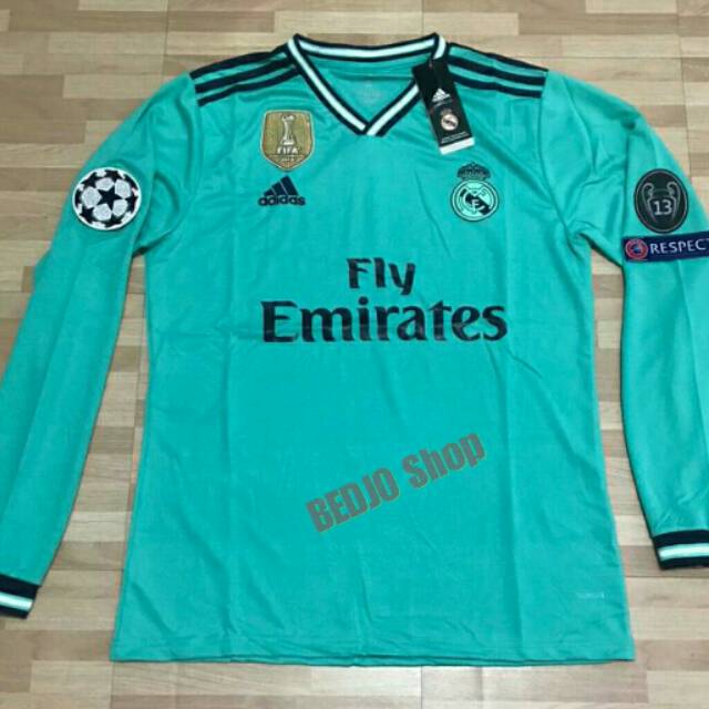 Jersey Real Madrid 3rd Away Long Sleeve 2019 / 2020 OFFICIAL Full Patch UCL