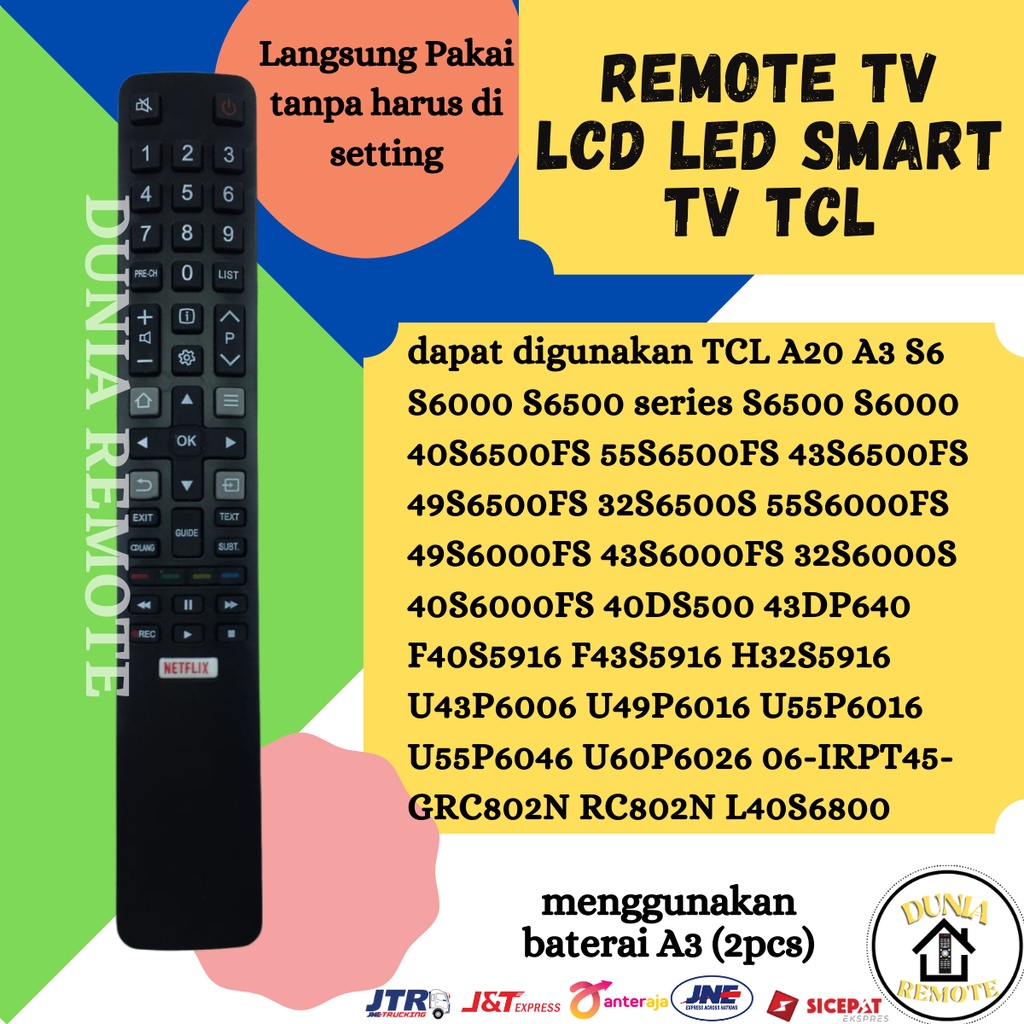 Remot / Remote Tv TCL LCD LED tipe 804 tr Smart Tv RC802N S6 S6000 S6500 A20 A3 Series Ecer Dan Grosir