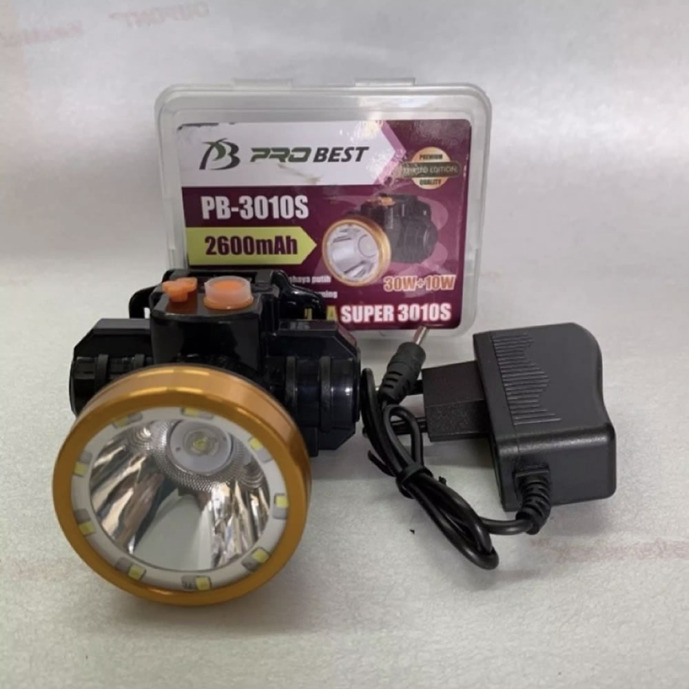 Senter Kepala Probest 30 Watt + 10W PB-3010S LED Cahaya Putih / Kuning