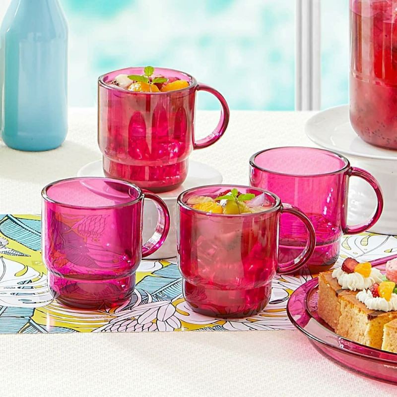 FUCHSIA CLEAR MUG/COFFEE MUG (4 PCS)