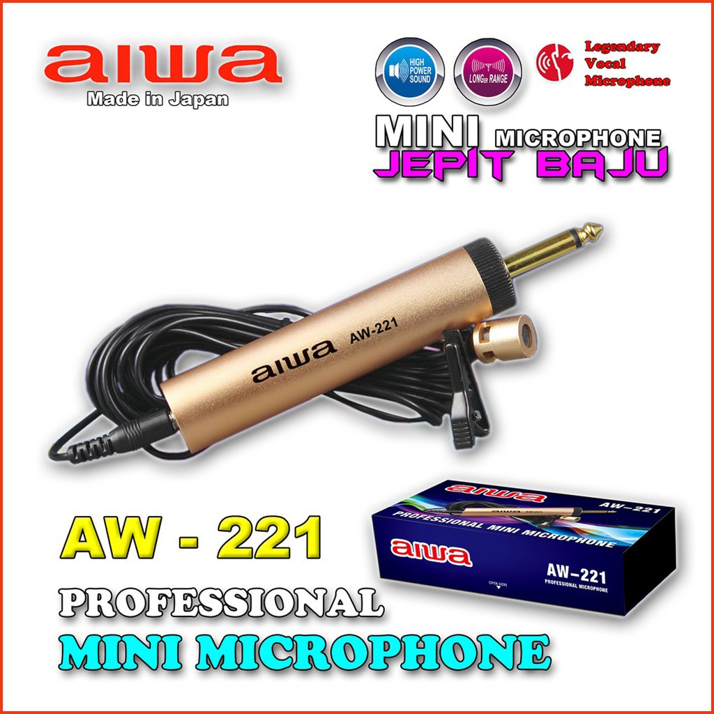 AIWA Mikrofon Condenser Clip On Microphone AW-221 (Mic Jepit / Mic Imam )