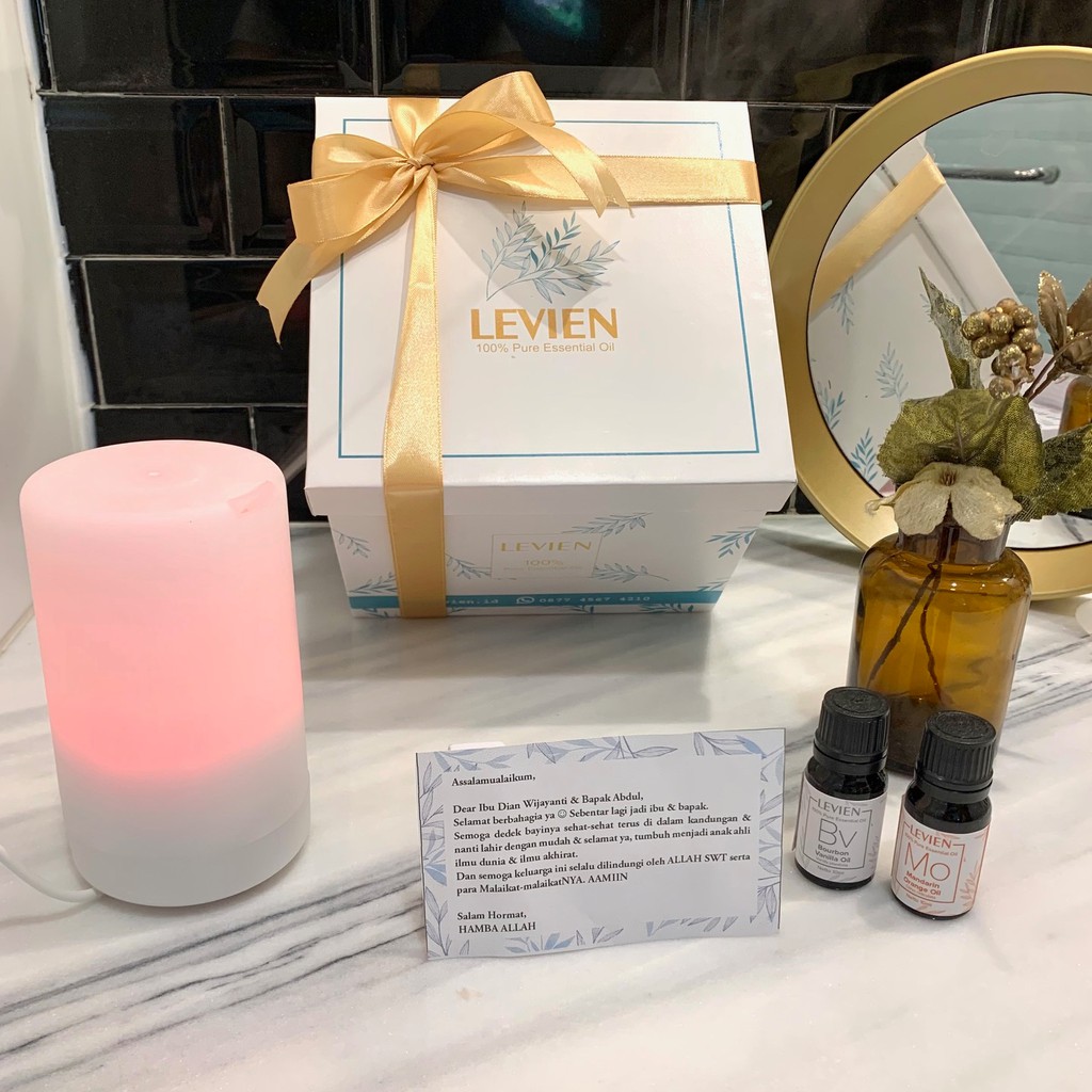 Hampers parsel giftbox kado  Levien Cute diffuser + 2 essential oil + Hard Boks