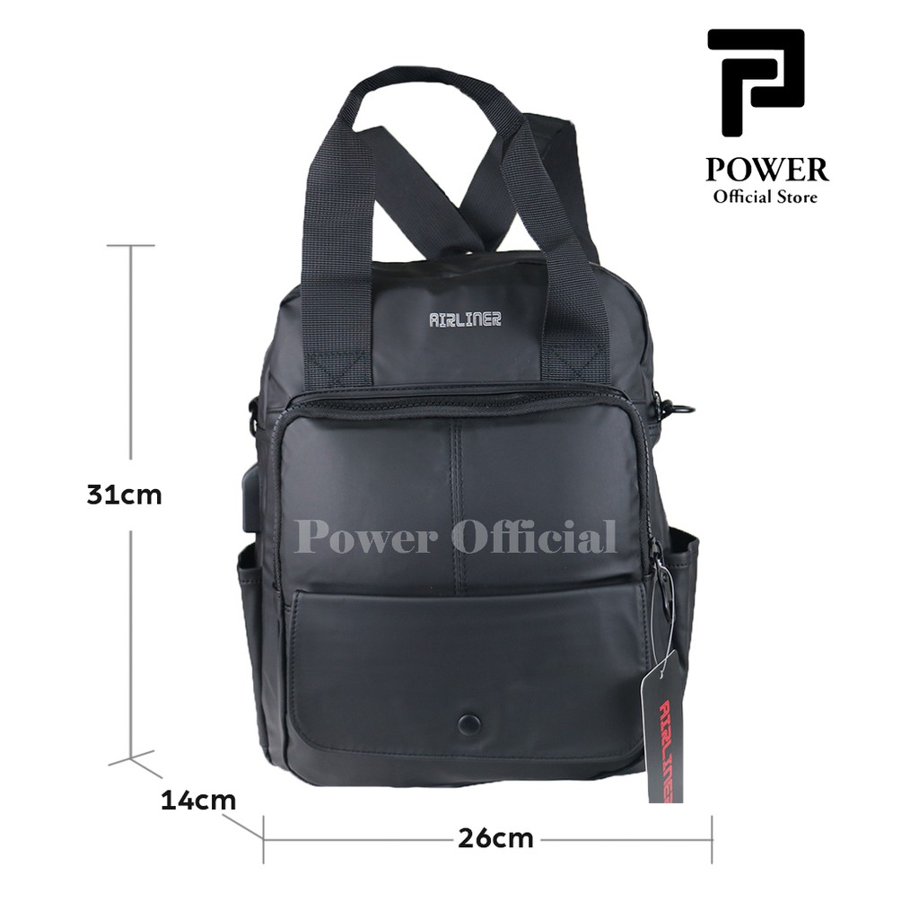 Tas 3 in 1 Airliner Ransel ABG Tas Selempang Pria 2 USB Port Tas Multifungsi Sling bag Import