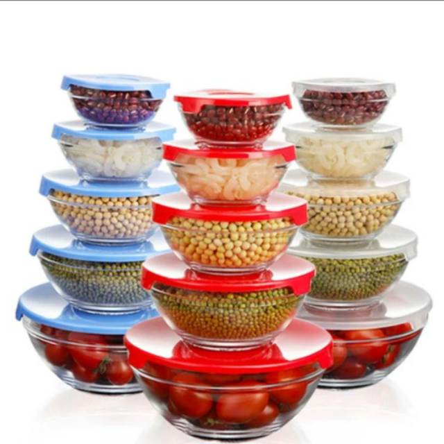 MANGKOK BERANAK GLASS BOWL SET ISI 5 PCS KACA SET ANTI PECAH  Mangkok Beling + Tutup / Mangkuk Beranak Mangkuk Bakso/ Mangkuk Mie Instan/ Mangkuk Serbaguna/ Mangkuk kantor/ Mangkuk Bekal Makanan Anak/ Mangkuk Murah