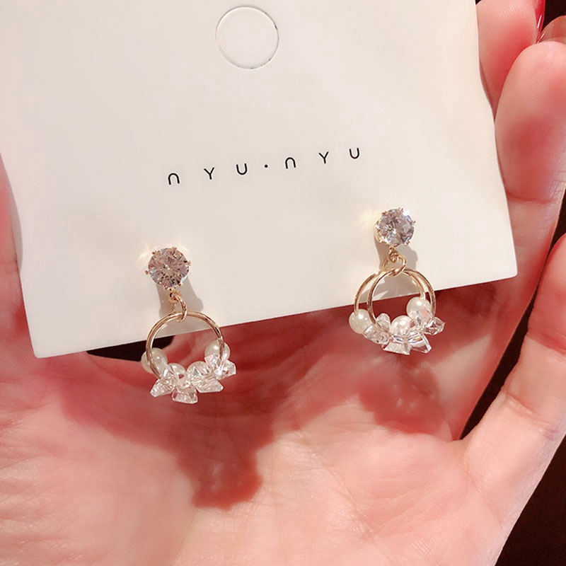 Anting Gantung Panjang Model Rumbai Dengan Mutiara Bahan Silver 925 Gaya Korea Untuk Wanita