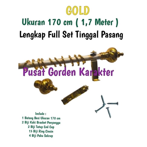 Besi Gorden Hordeng Jendela Minimalis 170 cm atau 1,7 Meter Besi Gorden Hordeng Full Set Murah Besi 