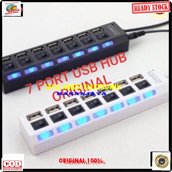 G246 ORIGINAL USB HUB 7 PORT SAKLAR SLOT PENAMBAH SAMBUNGAN CABANG IN OFF 7IN1 CABEL KABEL CABLE KONEKTOR KOMPUTER FLASH DISC DRIVE PENGHYBUBG ADAPTOR ADAPTER  ORIGINAL usb hub saklar 7port port slot sambungan device alat penambah cabang On Off 7in1 cable