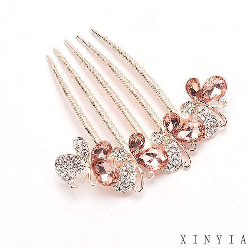 Butterfly Jepit Rambut Bentuk Kupu-Kupu Aksen Berlian Imitasi Untuk Wanita