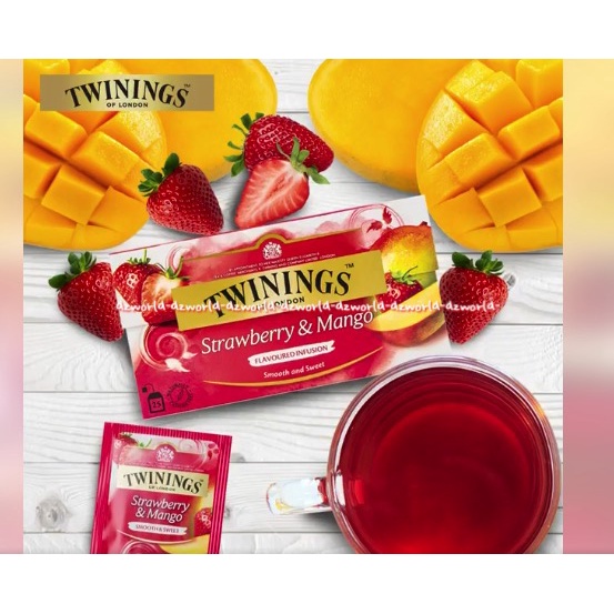 Twinings Strawberry &amp; Mango Flavoured Infusion 25Bag Teh Rasa Buah Buahan Stroberi Mangga Twining Tea Smooth &amp; Sweet Twi nings