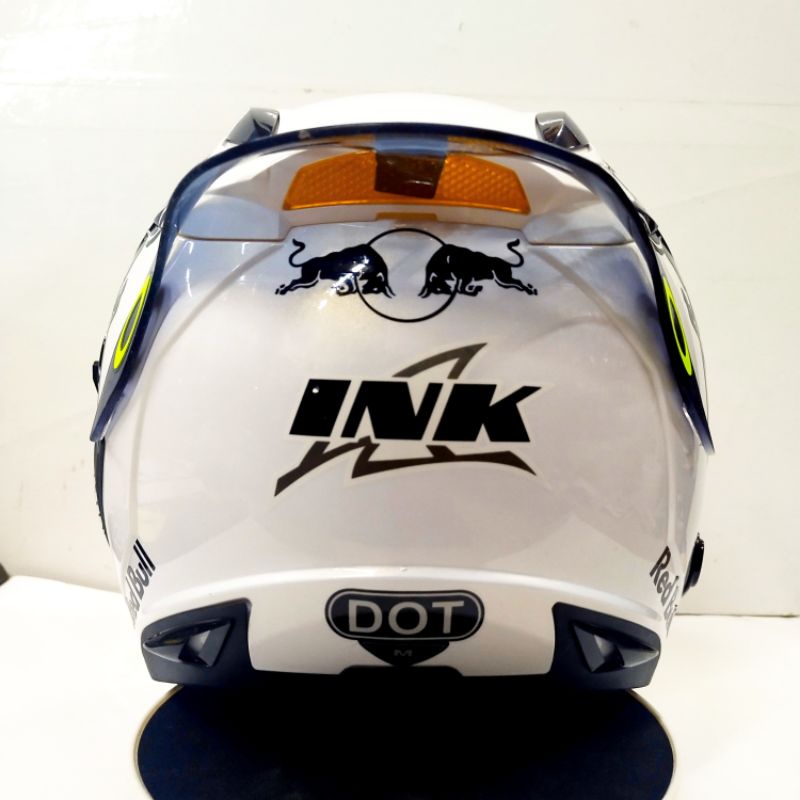 Helm INK METRO 2 solid White modif Paket Ganteng (White redbull)Helm original-3