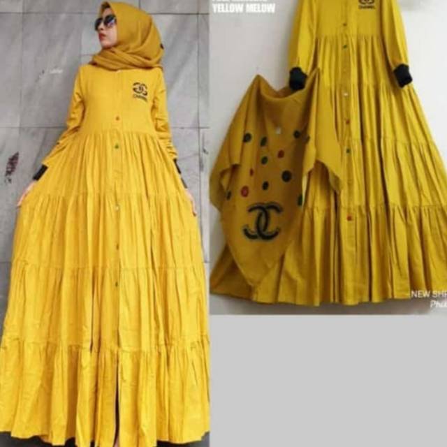 Gamis chanel +  jilbab/shr