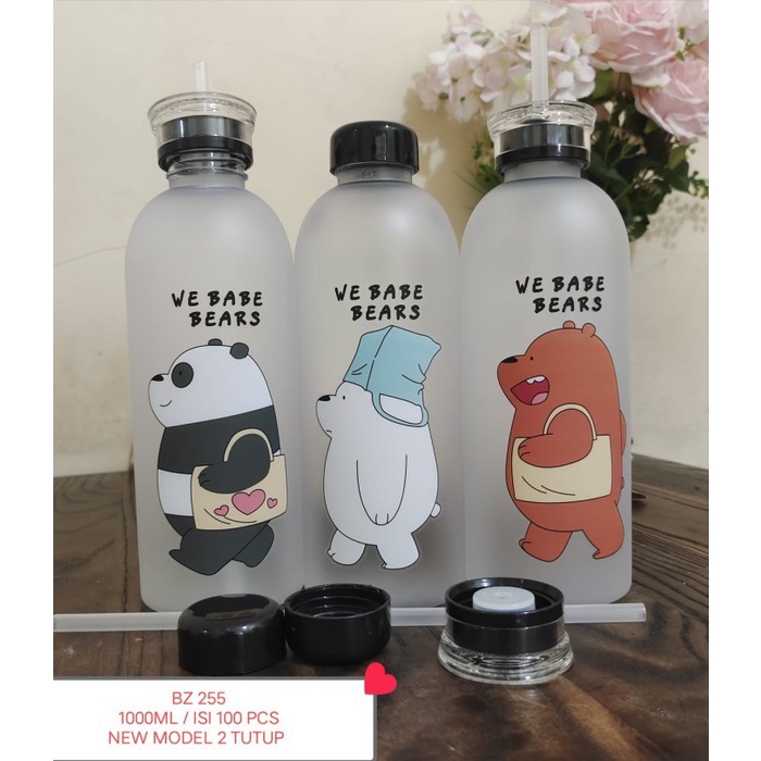 Botol Minum We Bare Bears 1000ML Botol Minum Anak Kartun Miniso 1L - Ice Bear