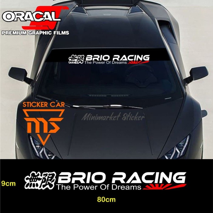 sticker stiker brio racing mobil honda kaca - hitam-merah Keren