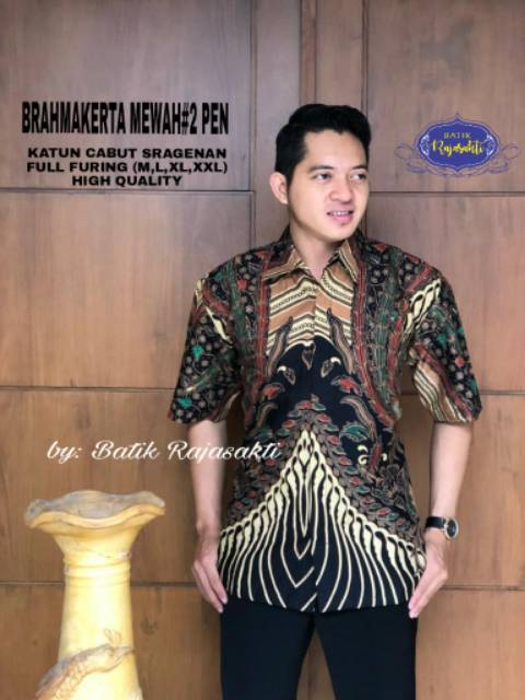 Batik Pria Lengan Pendek Asli Katun Sragenan Solo Full Furing