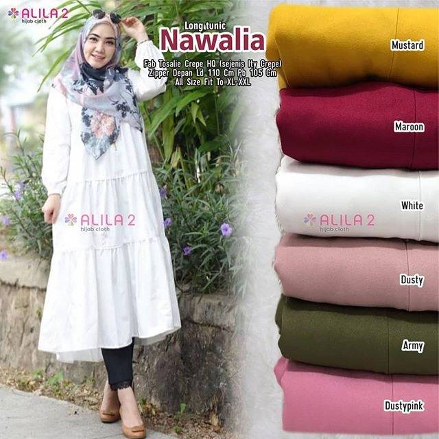 Long tunik nawalia | long tunik crepe basic polos | tunik panjang crepe | tunik polos murah solo