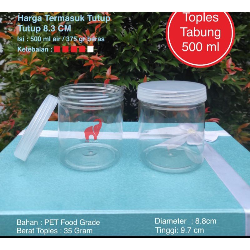 Toples Bening Mika Tabung Silinder 500ml Cylinder 500 ml PET Bulat Jar Food Grade Plastik Bening Natural