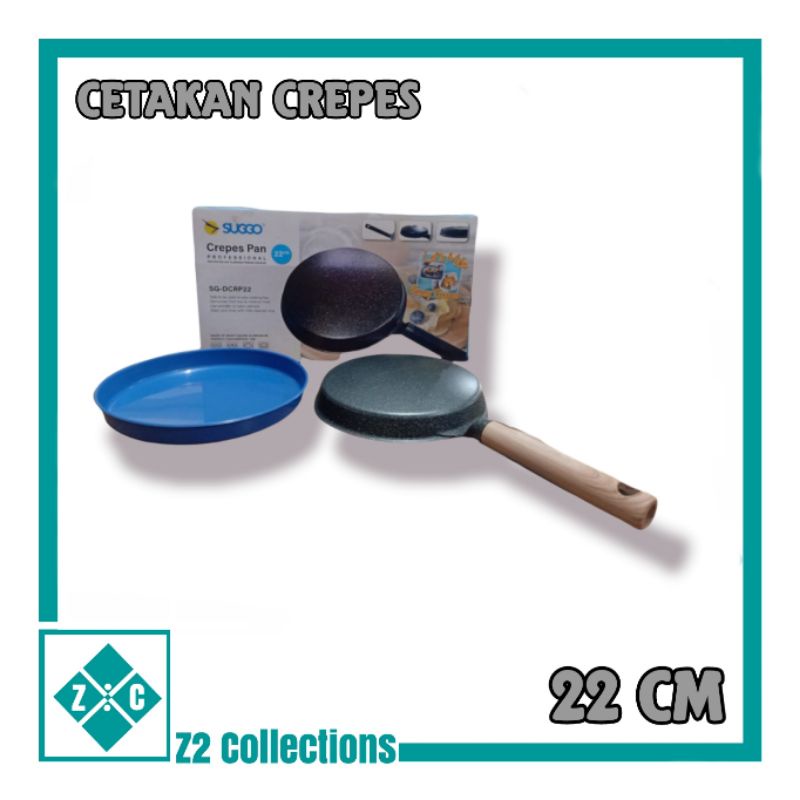 Crepes Pan SUGGO 22 cm Plus Wadah Tempat Adonan Wajan Kwalik Datar Alat Crepes Dadar Gulung