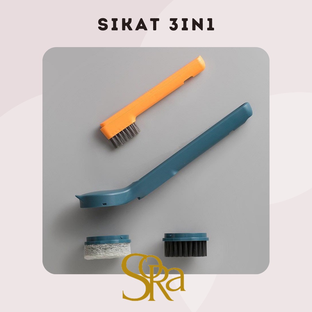 SIKAT GAGANG PEMBERSIH MULTIFUNGSI / TONGKAT SIKAT CUCI PIRING SERBAGUNA 3 IN 1 / SIKAT DAPUR