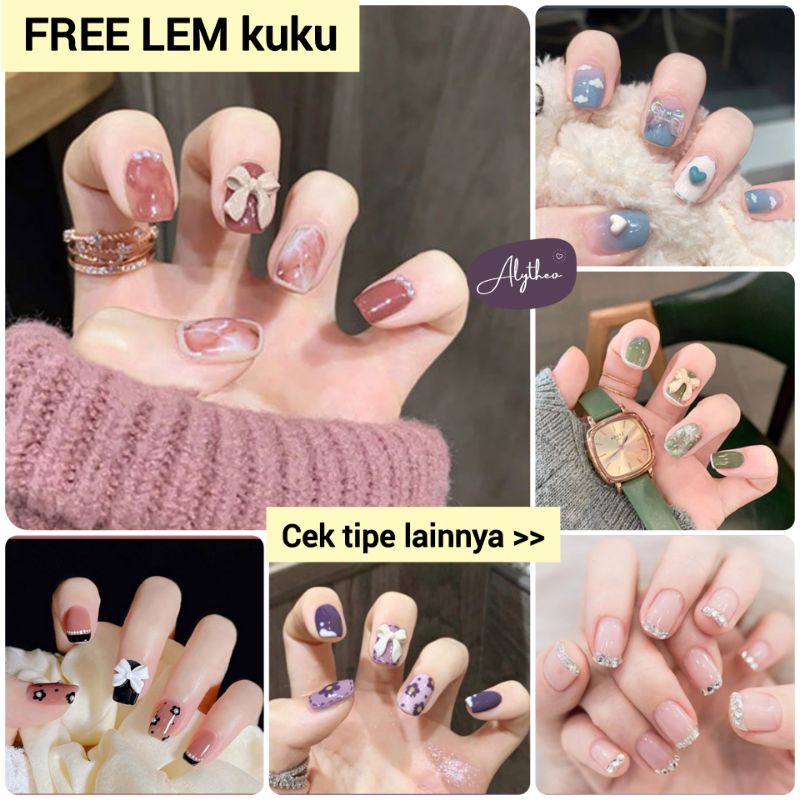 KUKU PALSU 3D PENGANTIN PERNIKAHAN WEDDING FAKE NAILS panjang pendek motif nikahan acara press on le